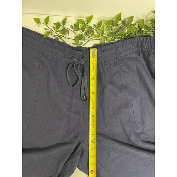 Land N Sea Womens 3XNavy Linen-Blend Drawstring Pants With Elastic Waist&Pockets - Picture 14 of 15